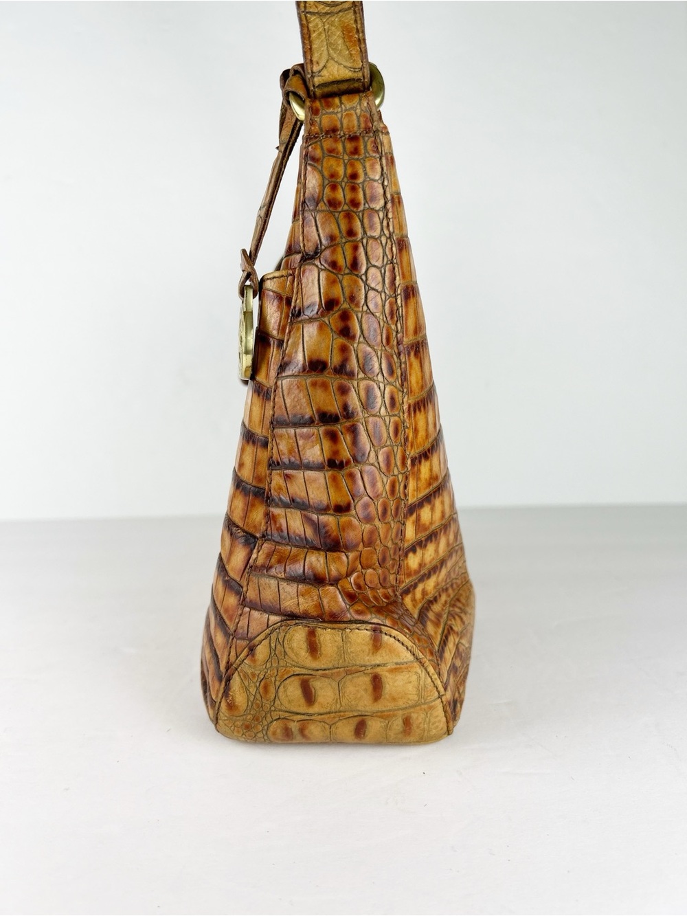 Brahmin Isabelle Vintage Toasted Almond Croco Embossed Leather Shoulder Bag - Picture 7 of 16